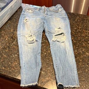 Buckle Light Blue Distressed Ankle Jeans